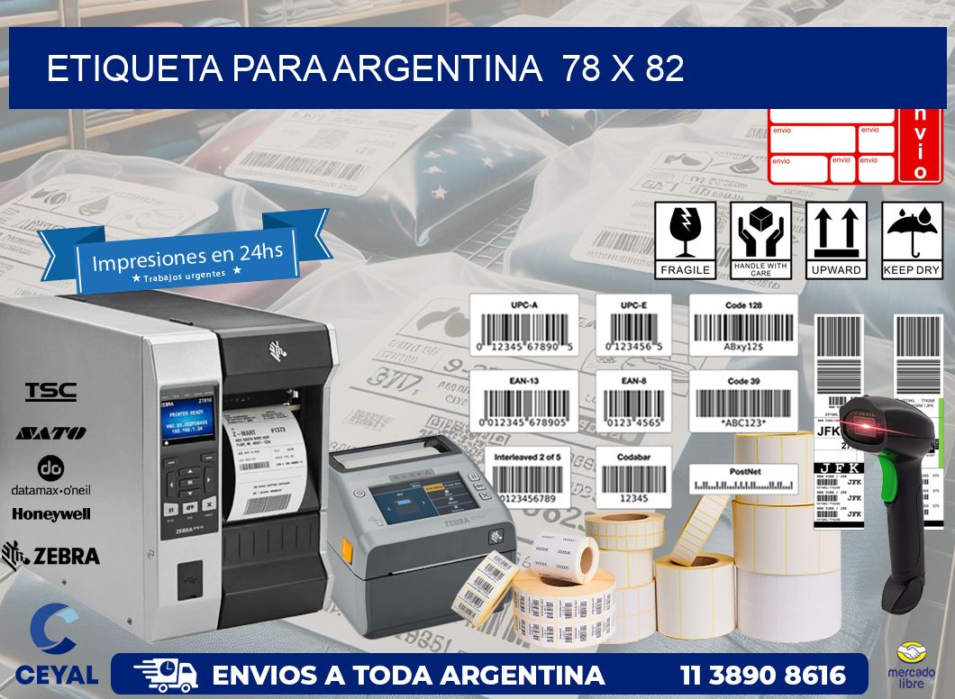 etiqueta para Argentina  78 x 82
