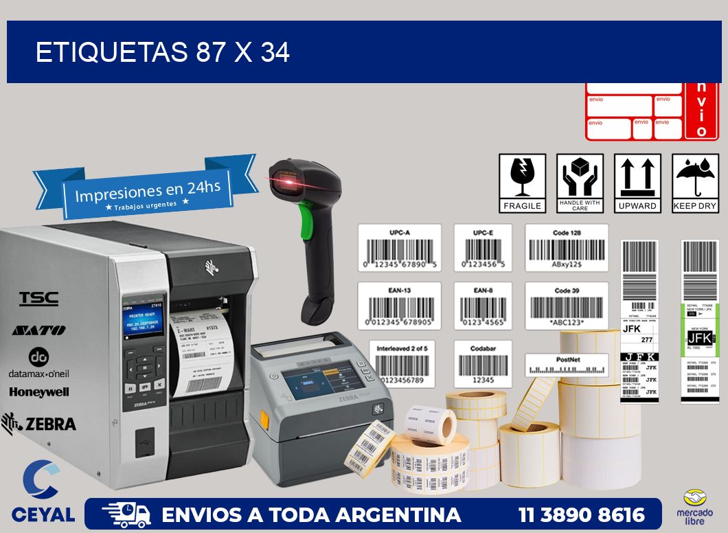 etiquetas 87 x 34