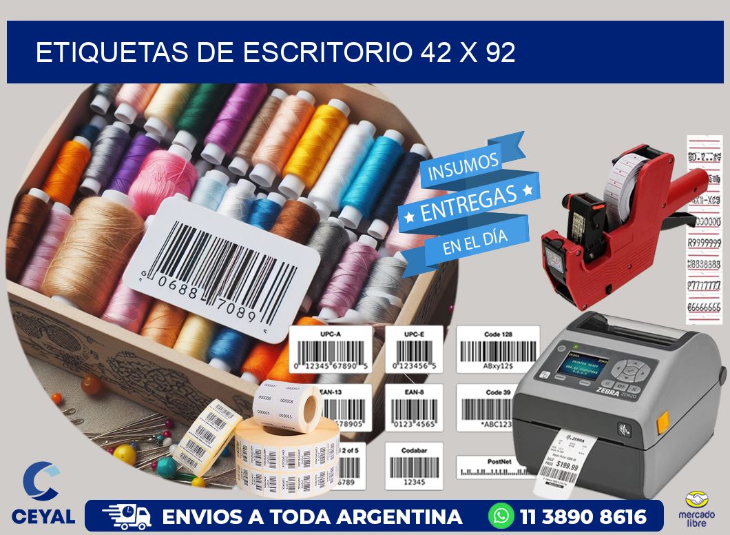 etiquetas de escritorio 42 x 92