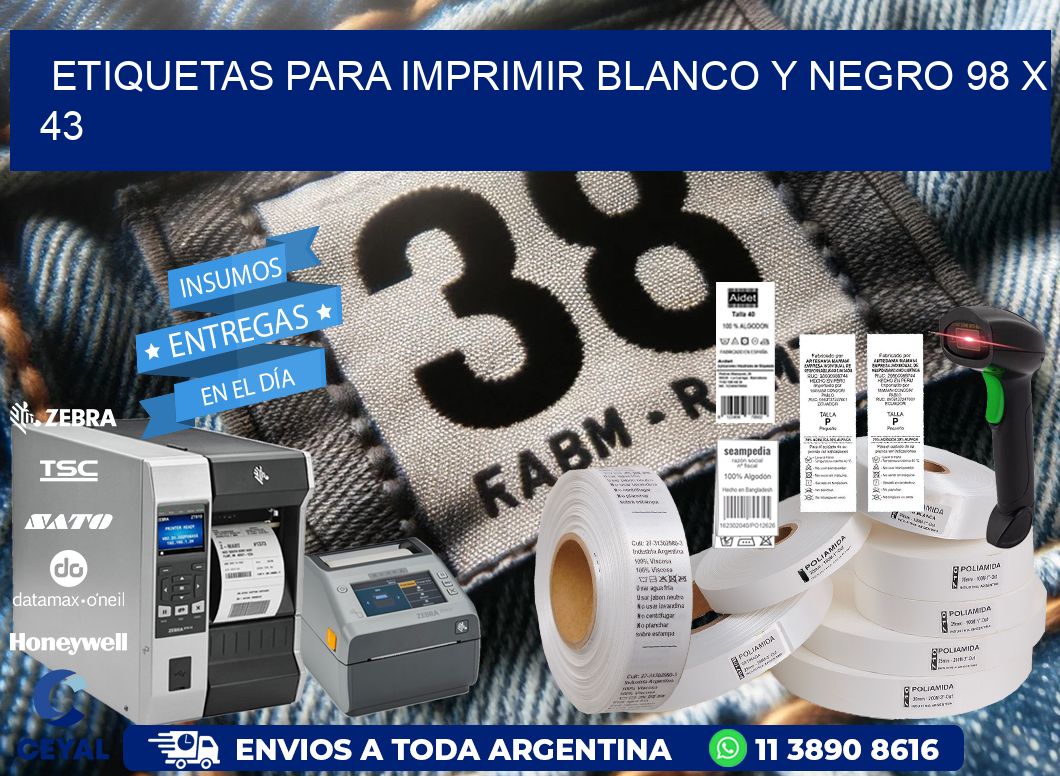 etiquetas para imprimir blanco y negro 98 x 43