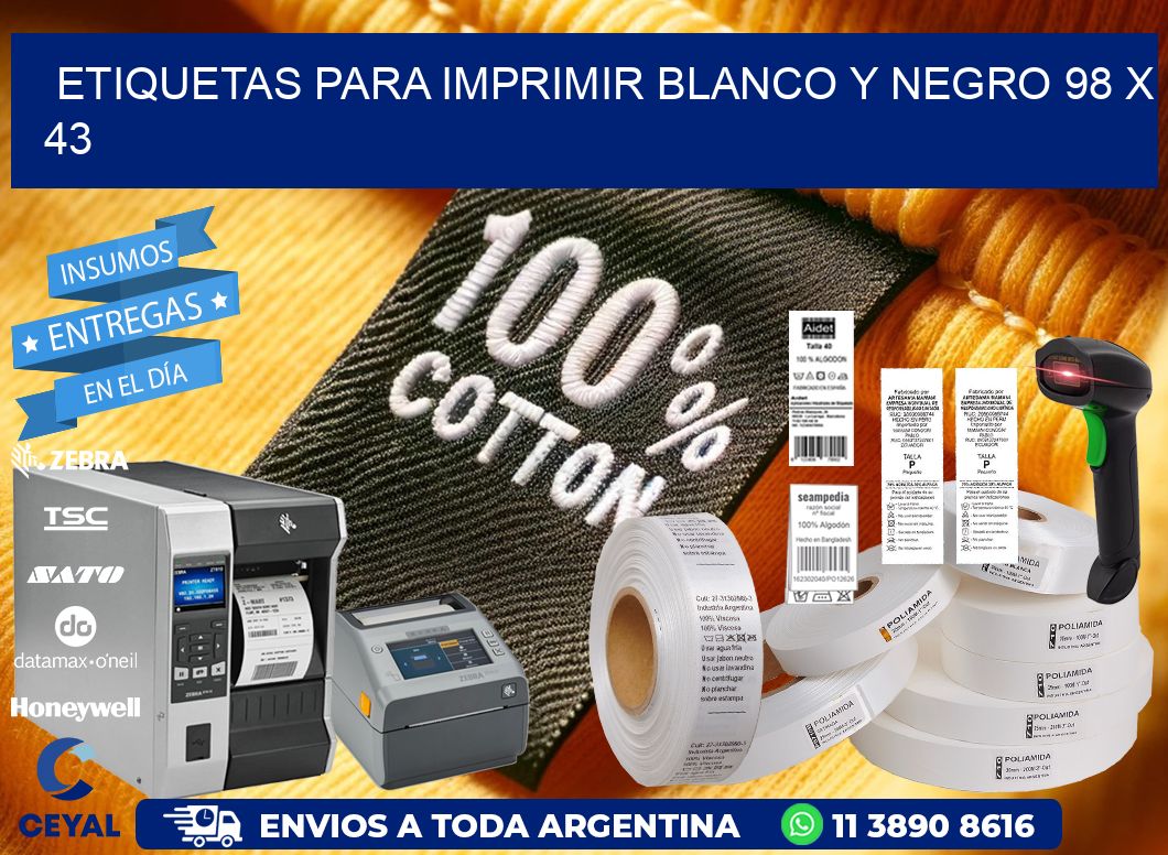 etiquetas para imprimir blanco y negro 98 x 43