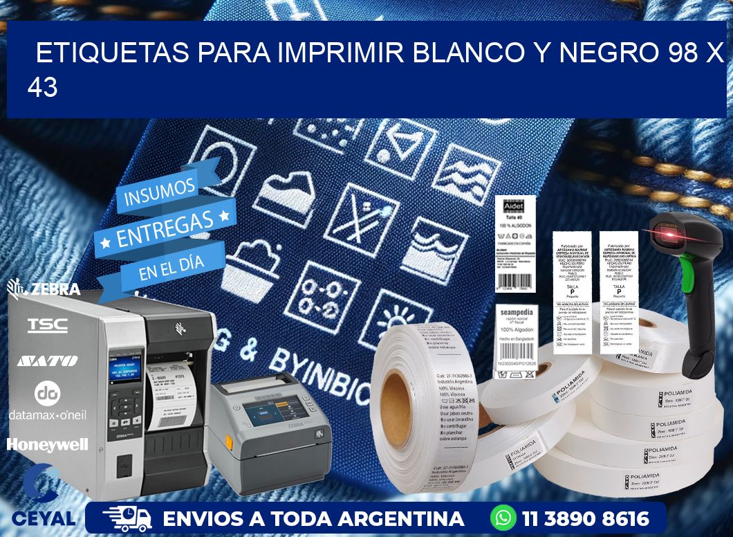 etiquetas para imprimir blanco y negro 98 x 43