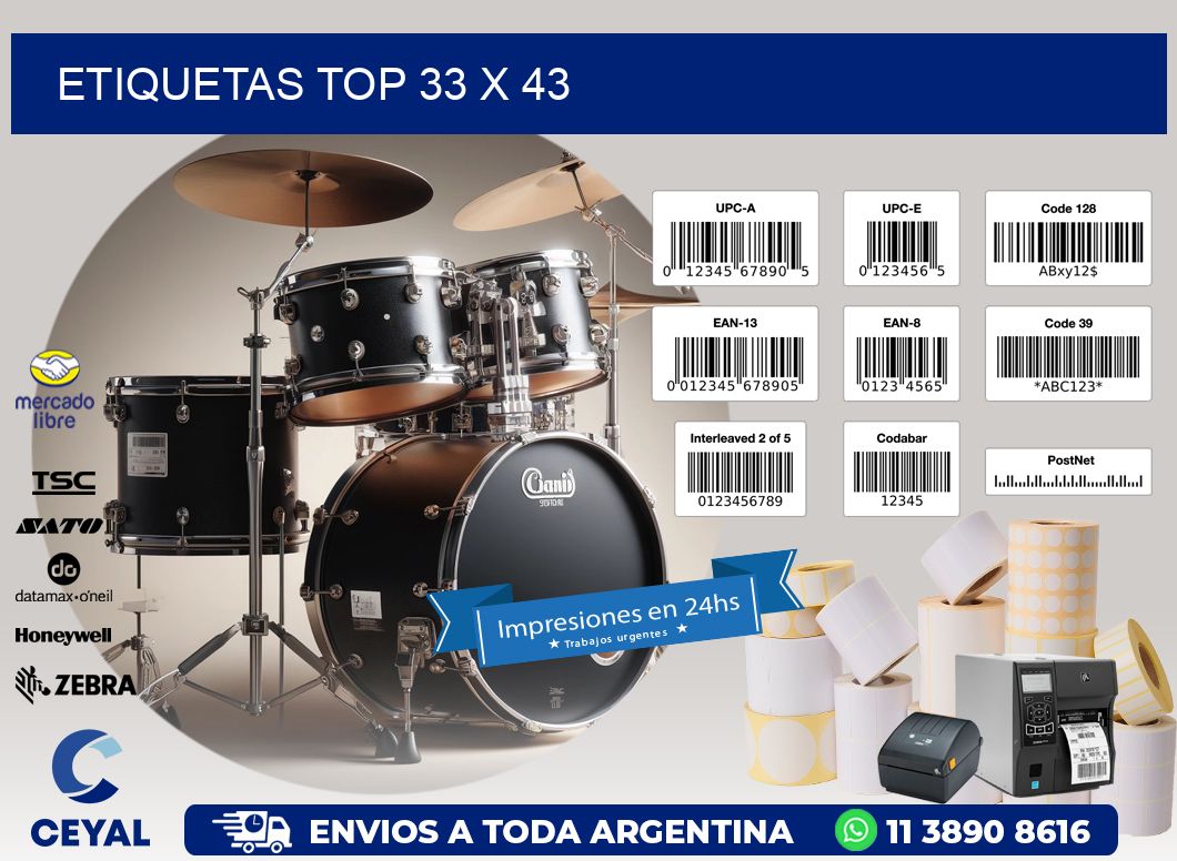 etiquetas top 33 x 43