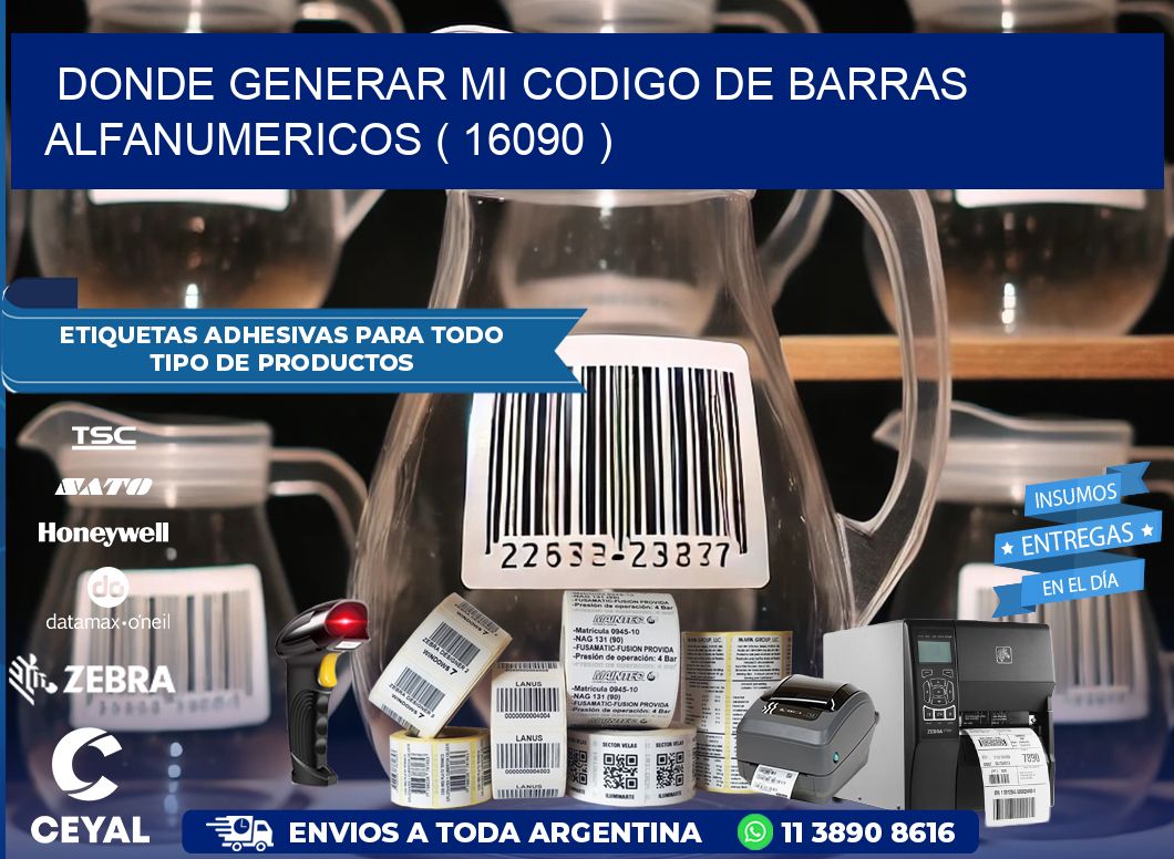 DONDE GENERAR MI CODIGO DE BARRAS ALFANUMERICOS ( 16090 )