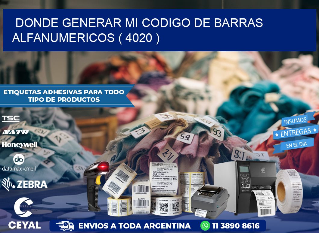 DONDE GENERAR MI CODIGO DE BARRAS ALFANUMERICOS ( 4020 )