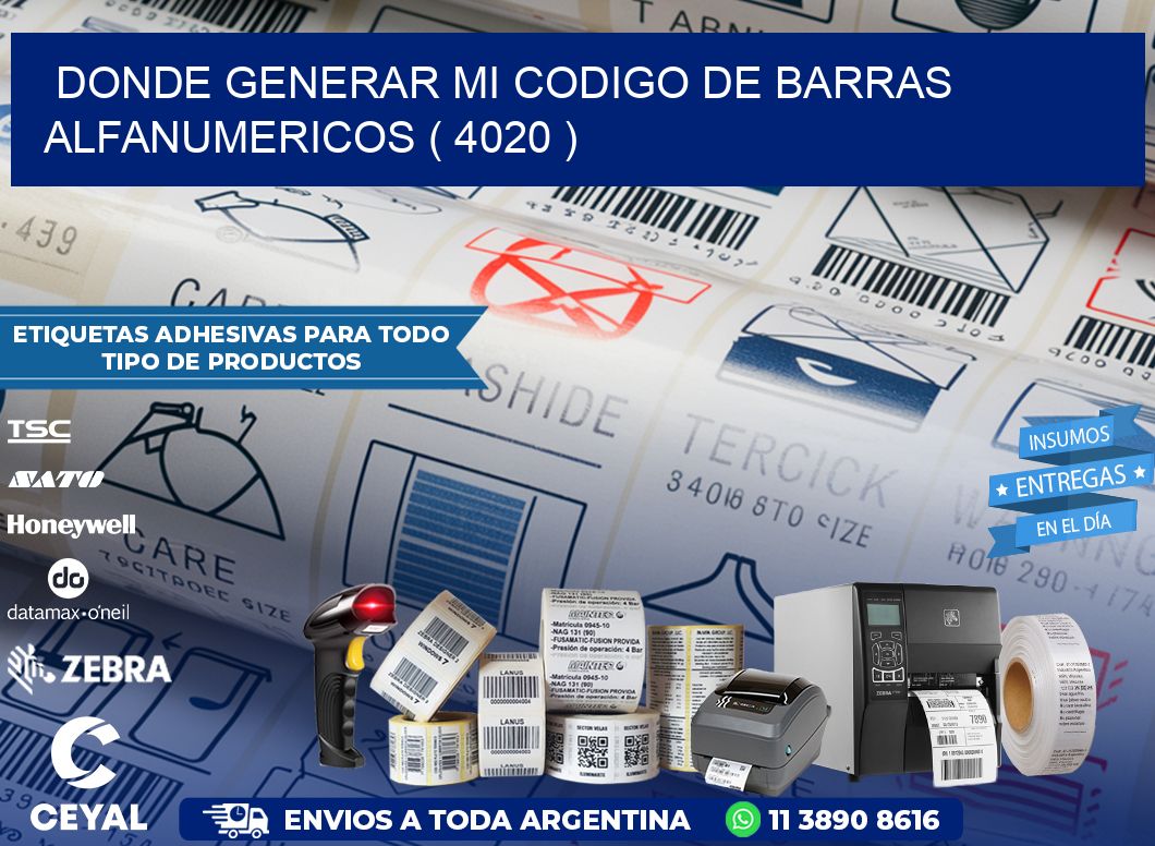 DONDE GENERAR MI CODIGO DE BARRAS ALFANUMERICOS ( 4020 )