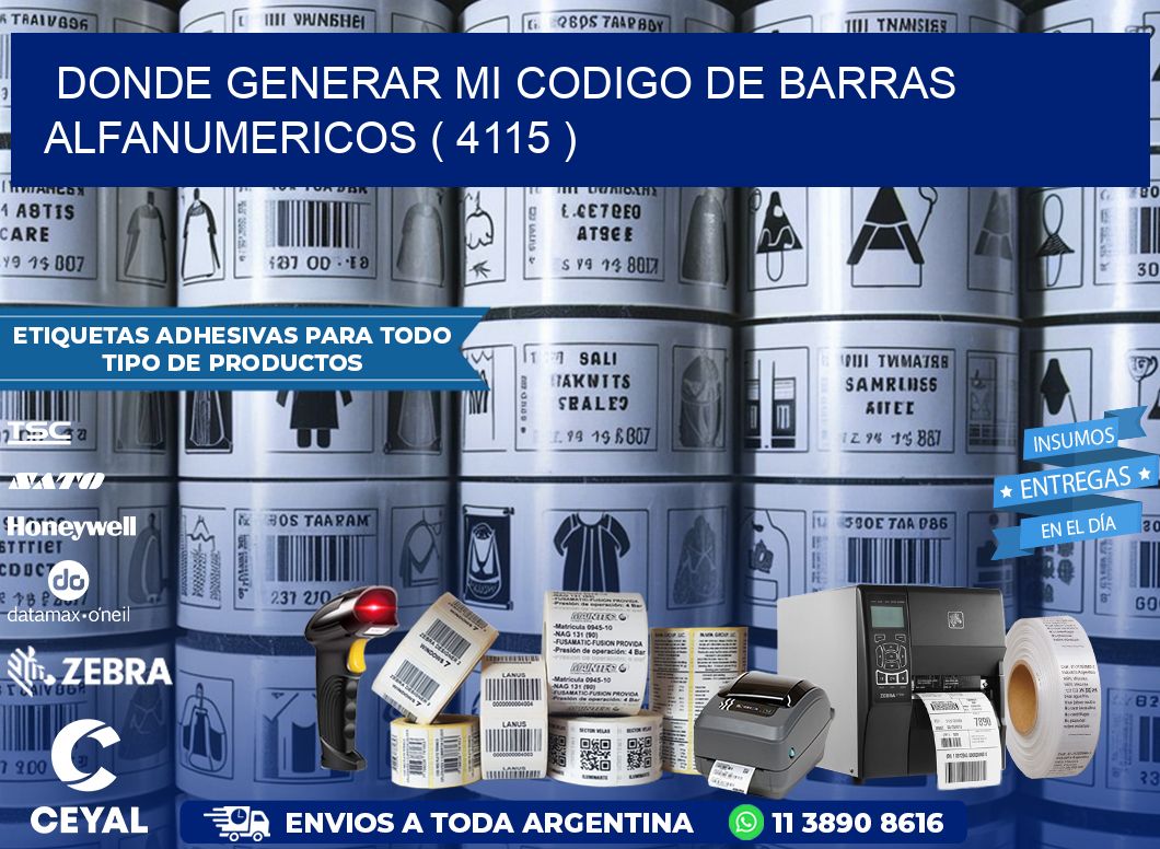 DONDE GENERAR MI CODIGO DE BARRAS ALFANUMERICOS ( 4115 )