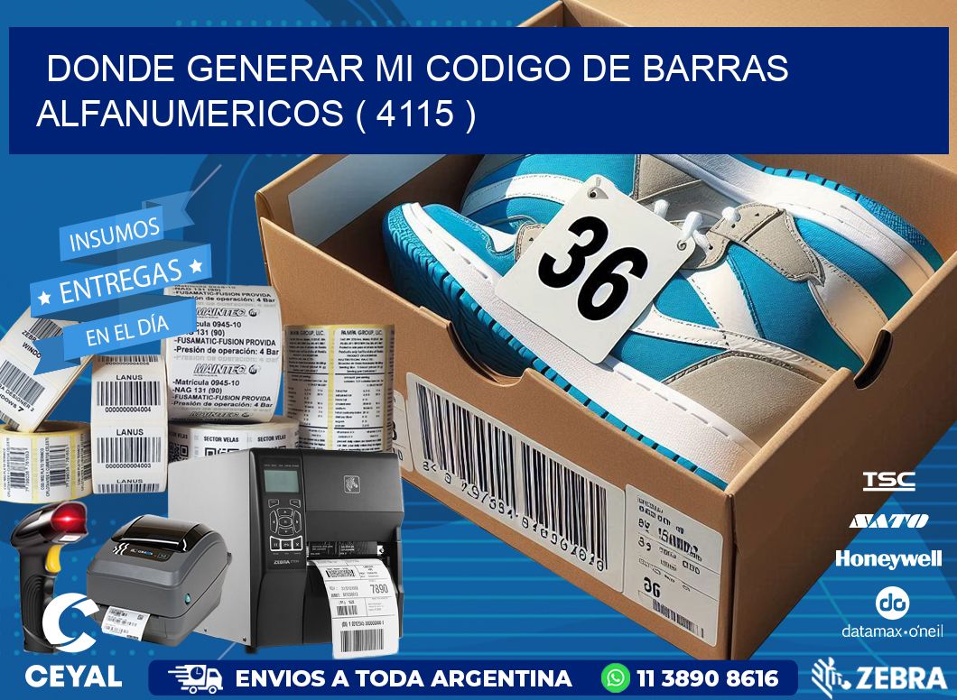 DONDE GENERAR MI CODIGO DE BARRAS ALFANUMERICOS ( 4115 )