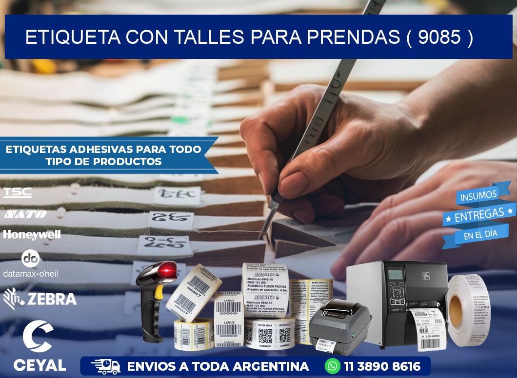 ETIQUETA CON TALLES PARA PRENDAS ( 9085 )