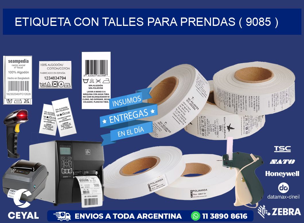 ETIQUETA CON TALLES PARA PRENDAS ( 9085 )