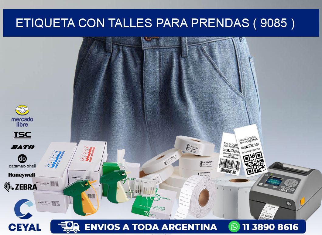 ETIQUETA CON TALLES PARA PRENDAS ( 9085 )