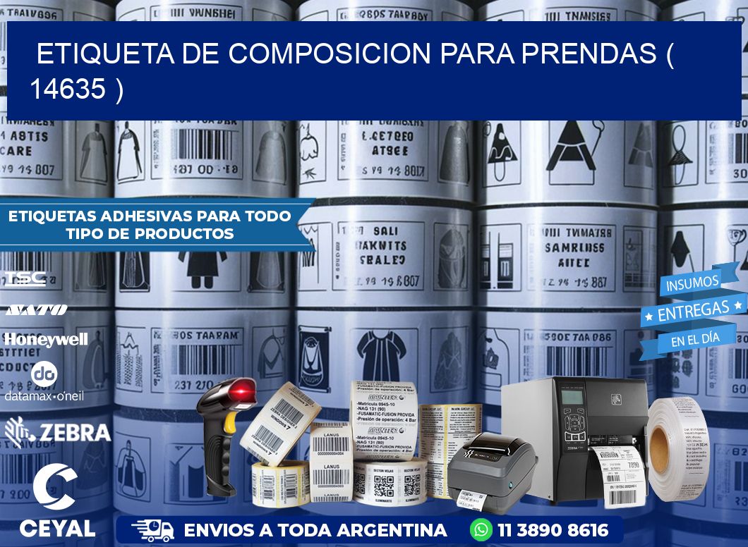 ETIQUETA DE COMPOSICION PARA PRENDAS ( 14635 )