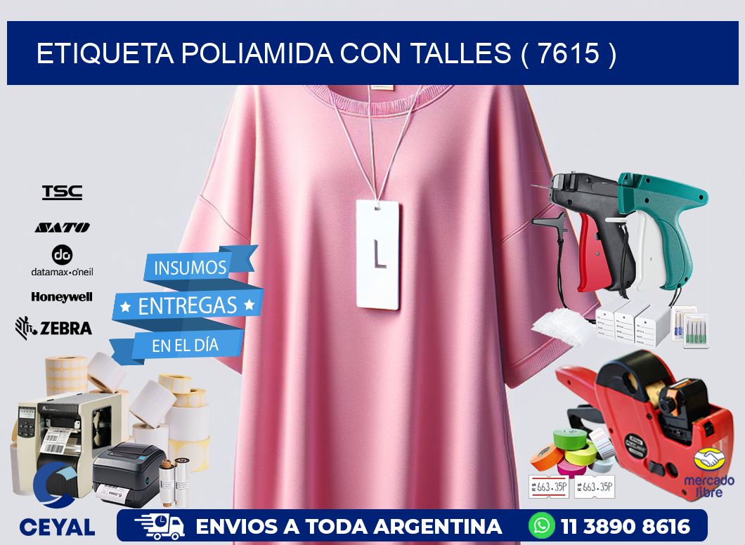 ETIQUETA POLIAMIDA CON TALLES ( 7615 )