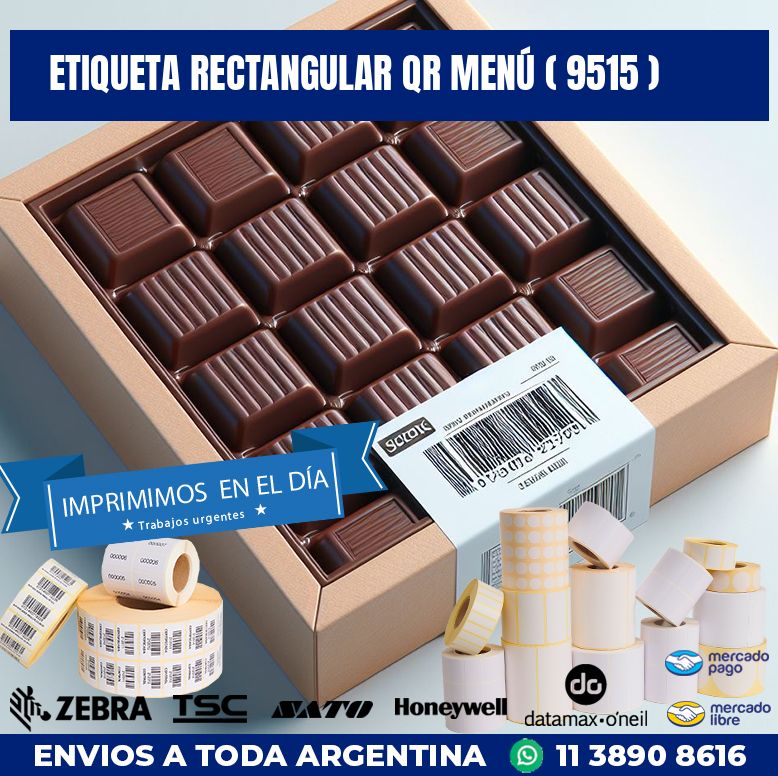 ETIQUETA RECTANGULAR QR MENÚ ( 9515 )