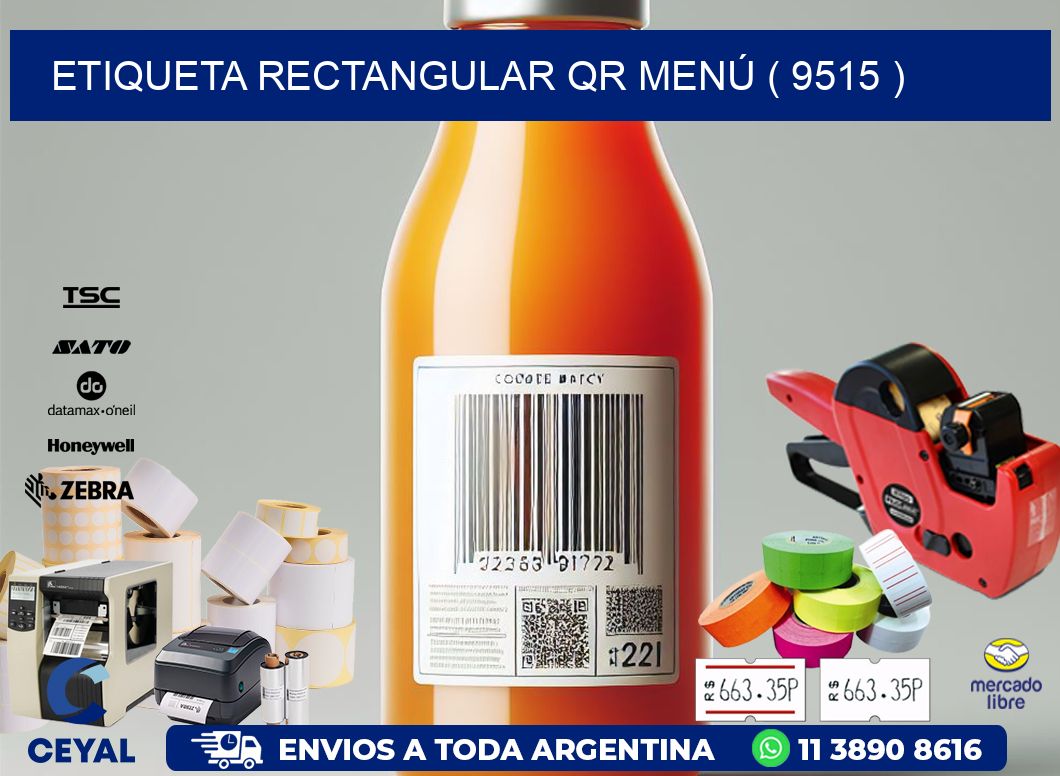 ETIQUETA RECTANGULAR QR MENÚ ( 9515 )