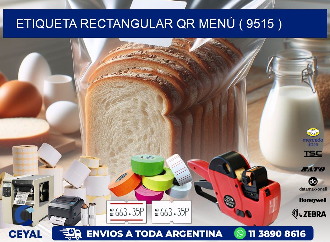 ETIQUETA RECTANGULAR QR MENÚ ( 9515 )