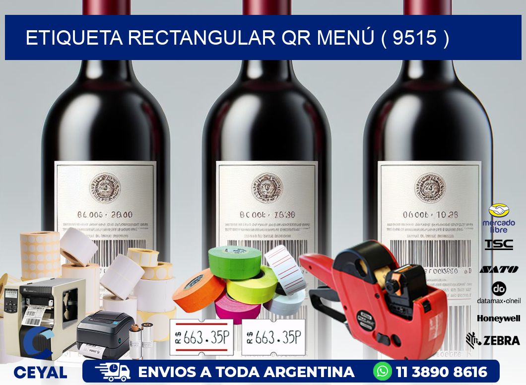 ETIQUETA RECTANGULAR QR MENÚ ( 9515 )