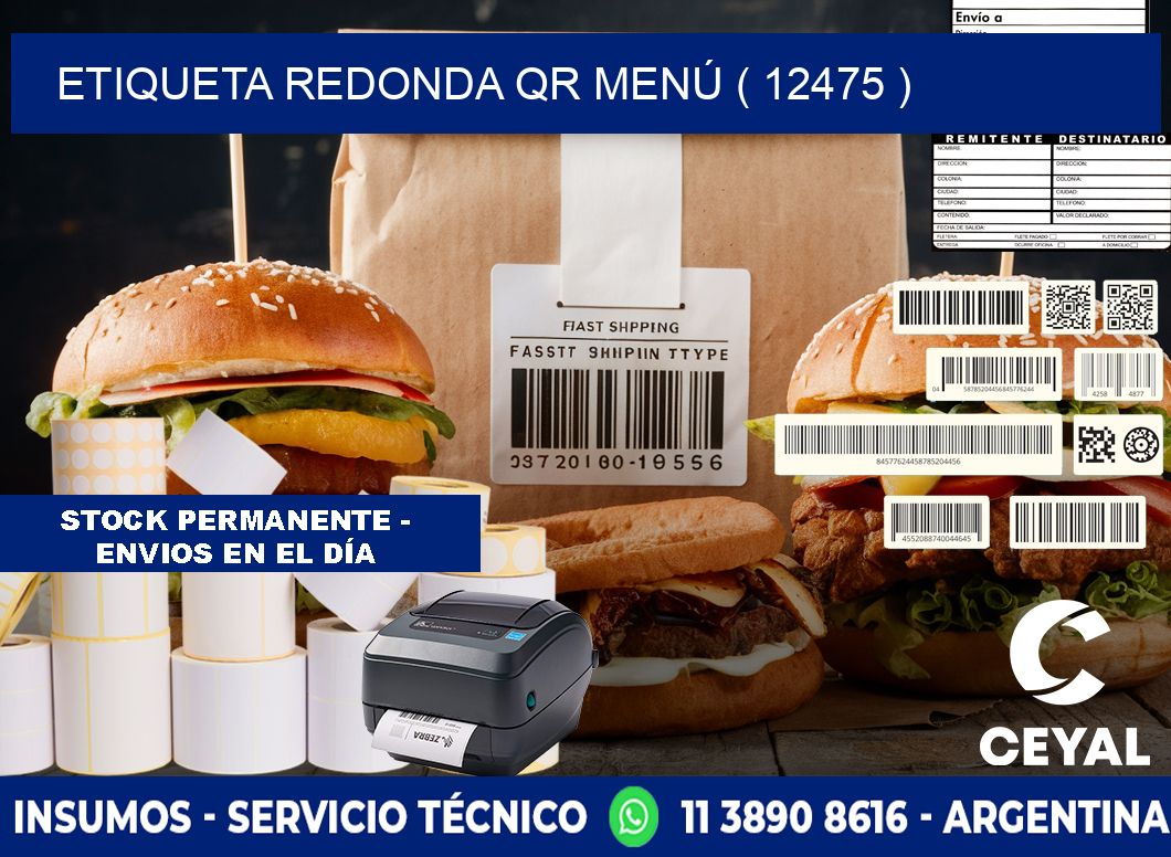 ETIQUETA REDONDA QR MENÚ ( 12475 )