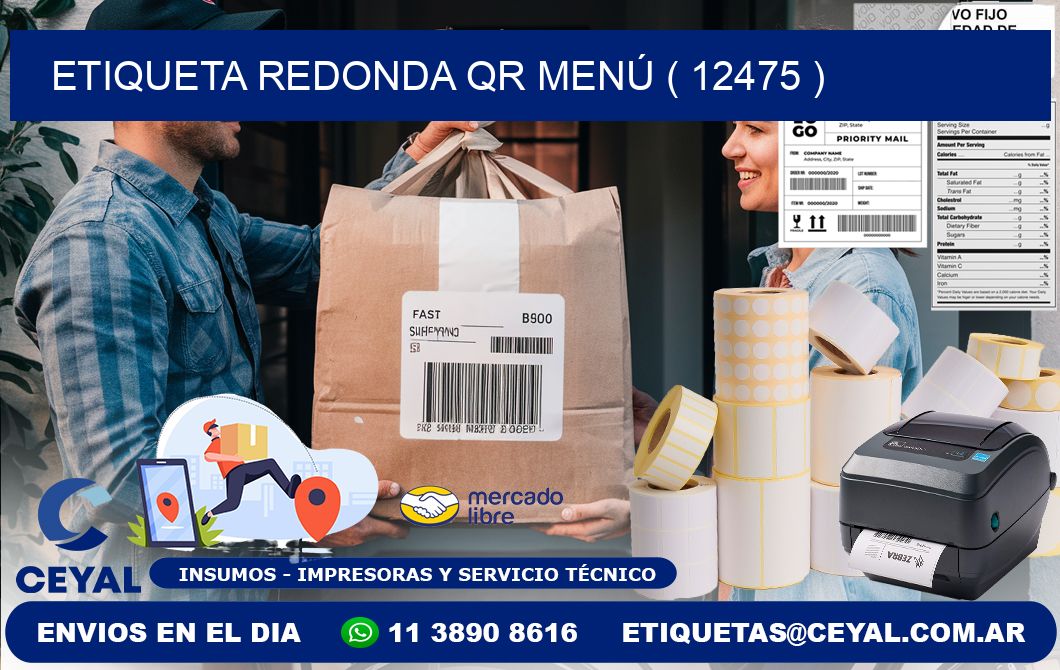 ETIQUETA REDONDA QR MENÚ ( 12475 )