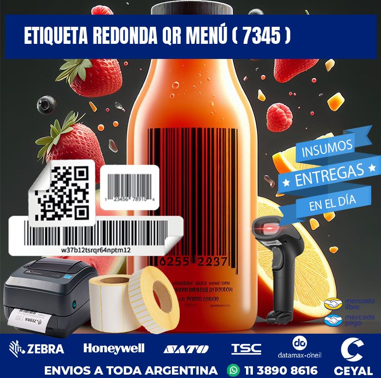 ETIQUETA REDONDA QR MENÚ ( 7345 )