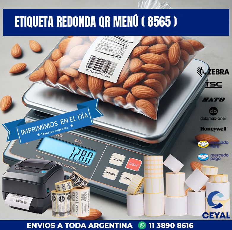 ETIQUETA REDONDA QR MENÚ ( 8565 )