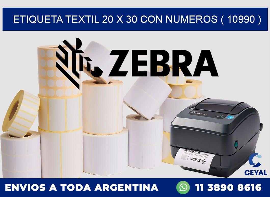 ETIQUETA TEXTIL 20 X 30 CON NUMEROS ( 10990 )