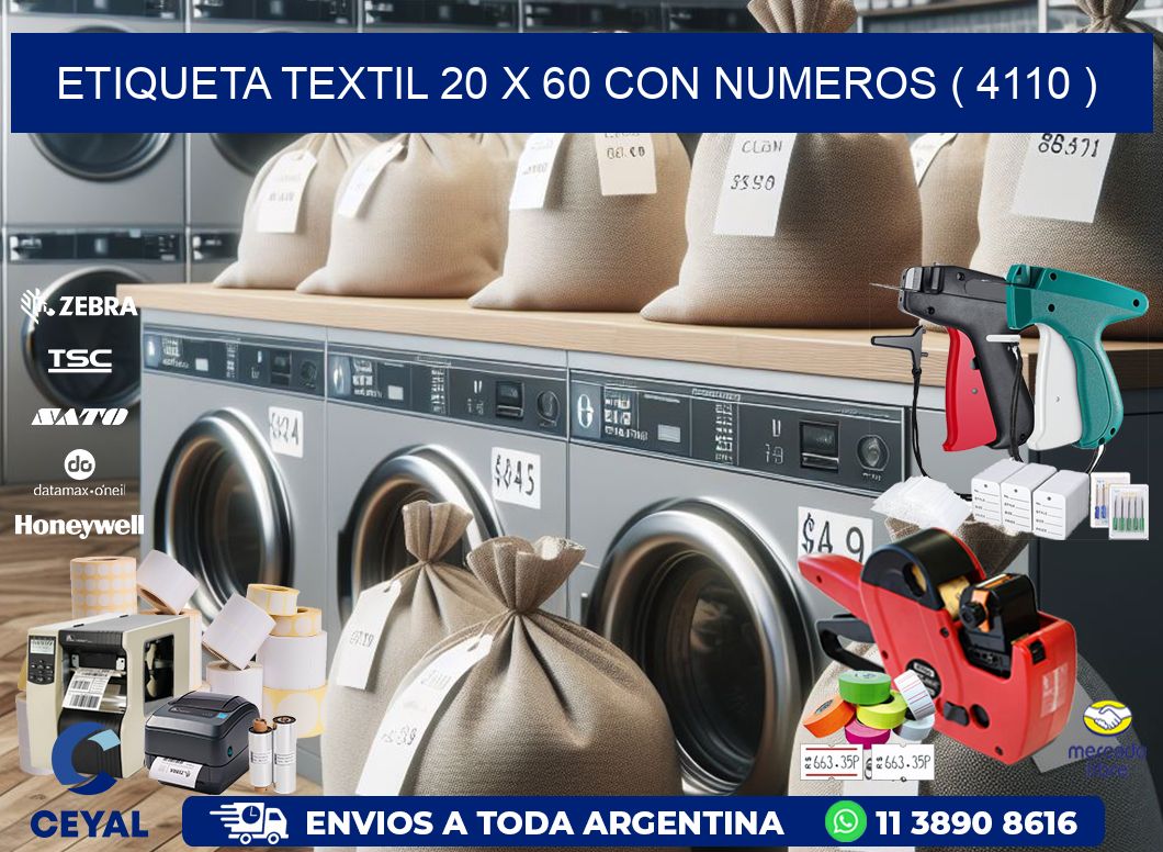 ETIQUETA TEXTIL 20 X 60 CON NUMEROS ( 4110 )