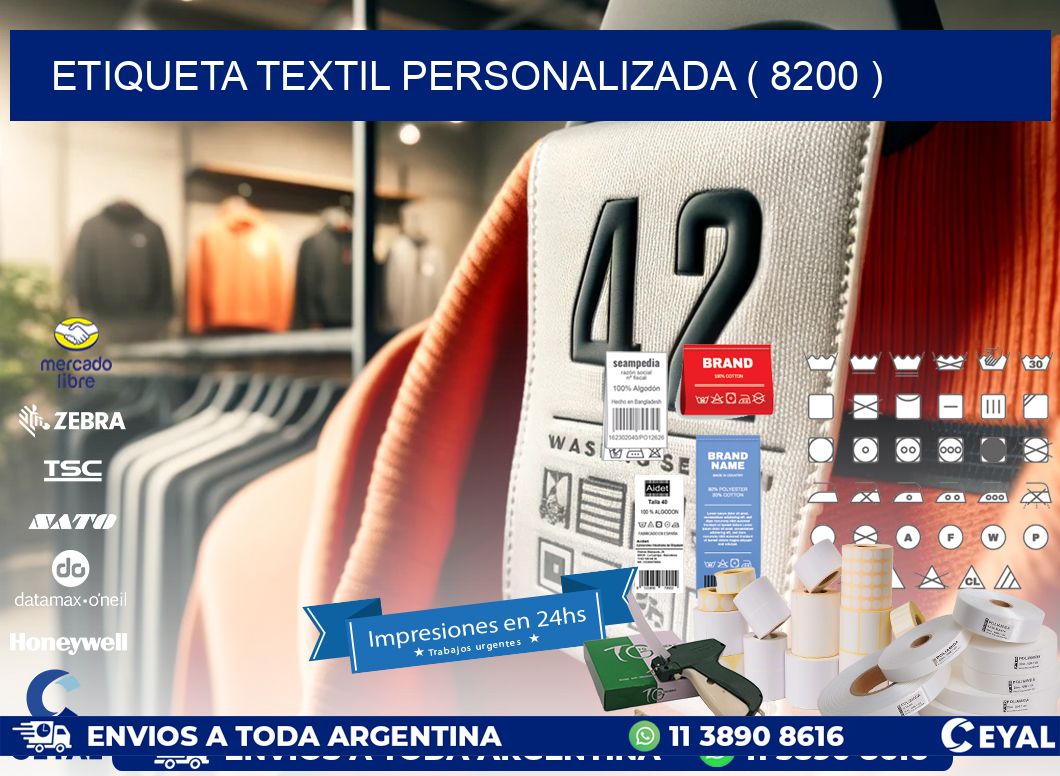 ETIQUETA TEXTIL PERSONALIZADA ( 8200 )