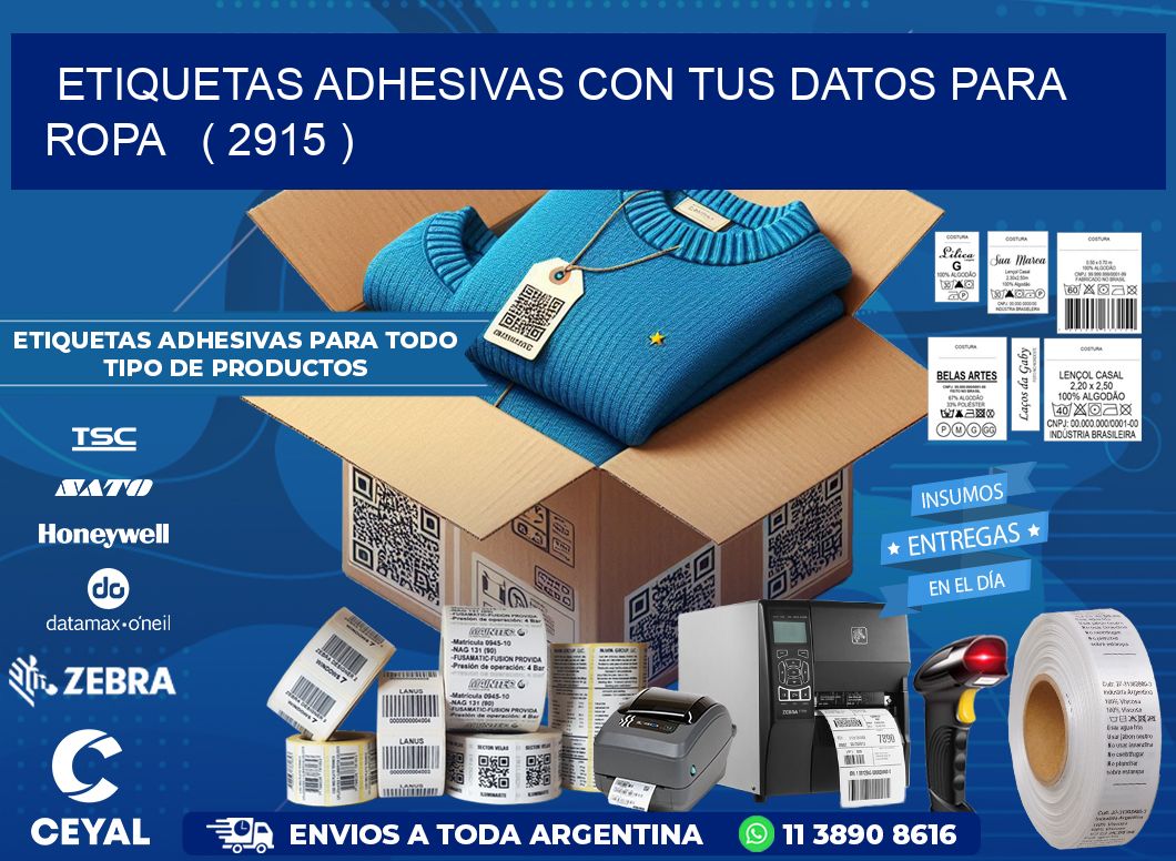 ETIQUETAS ADHESIVAS CON TUS DATOS PARA ROPA   ( 2915 )