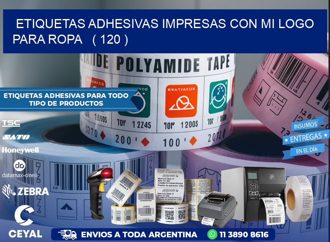 ETIQUETAS ADHESIVAS IMPRESAS CON MI LOGO PARA ROPA   ( 120 )