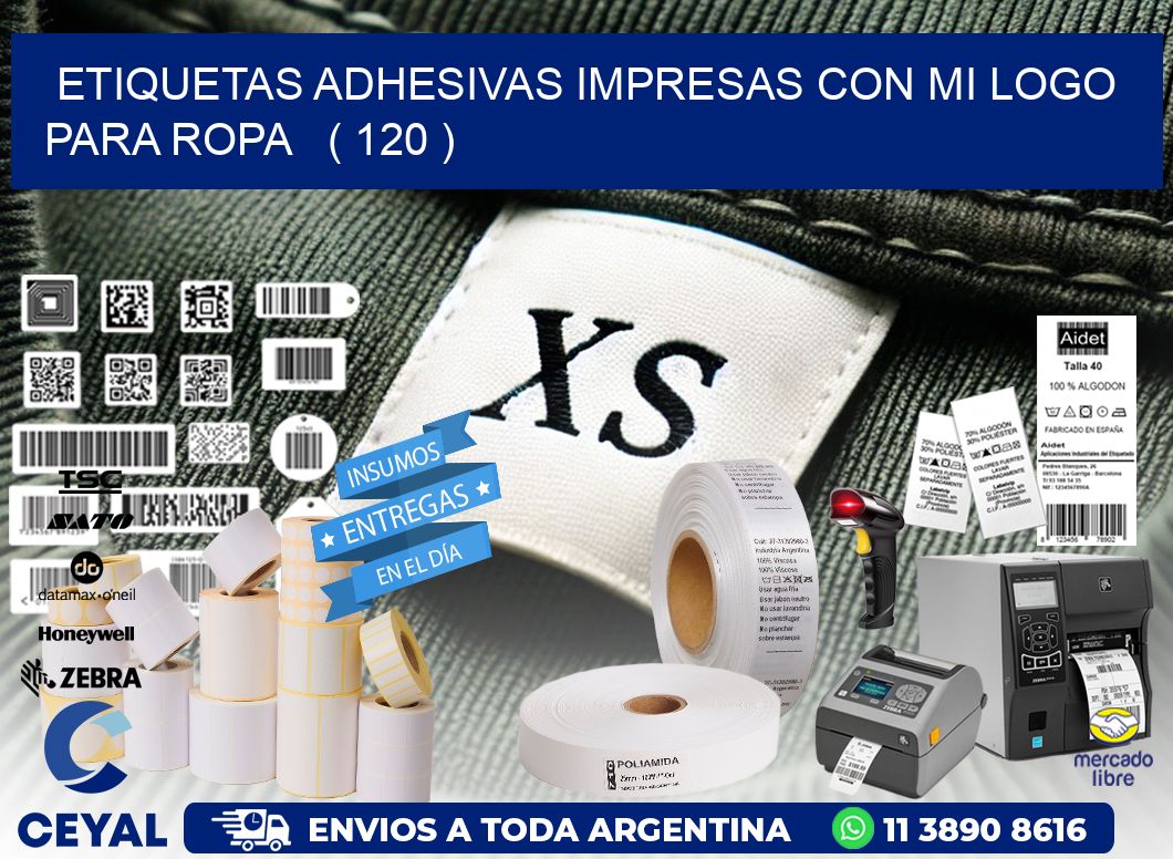 ETIQUETAS ADHESIVAS IMPRESAS CON MI LOGO PARA ROPA   ( 120 )