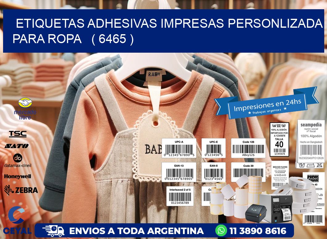 ETIQUETAS ADHESIVAS IMPRESAS PERSONLIZADA PARA ROPA   ( 6465 )