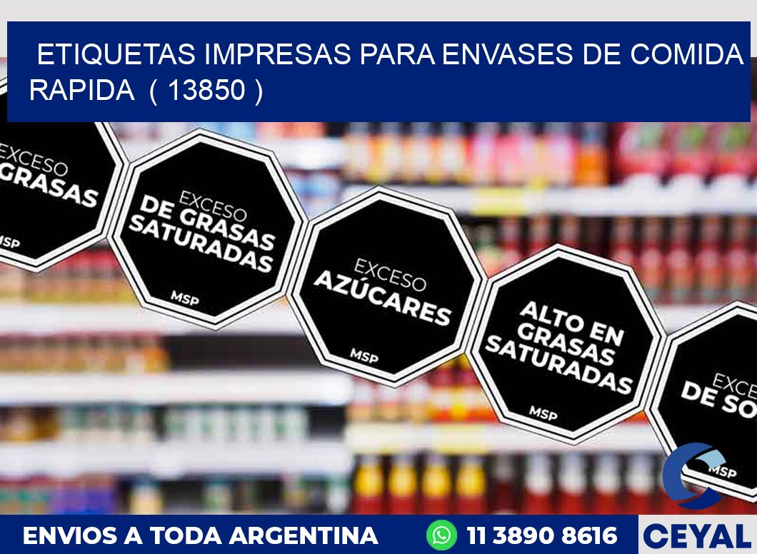 ETIQUETAS IMPRESAS PARA ENVASES DE COMIDA RAPIDA  ( 13850 )