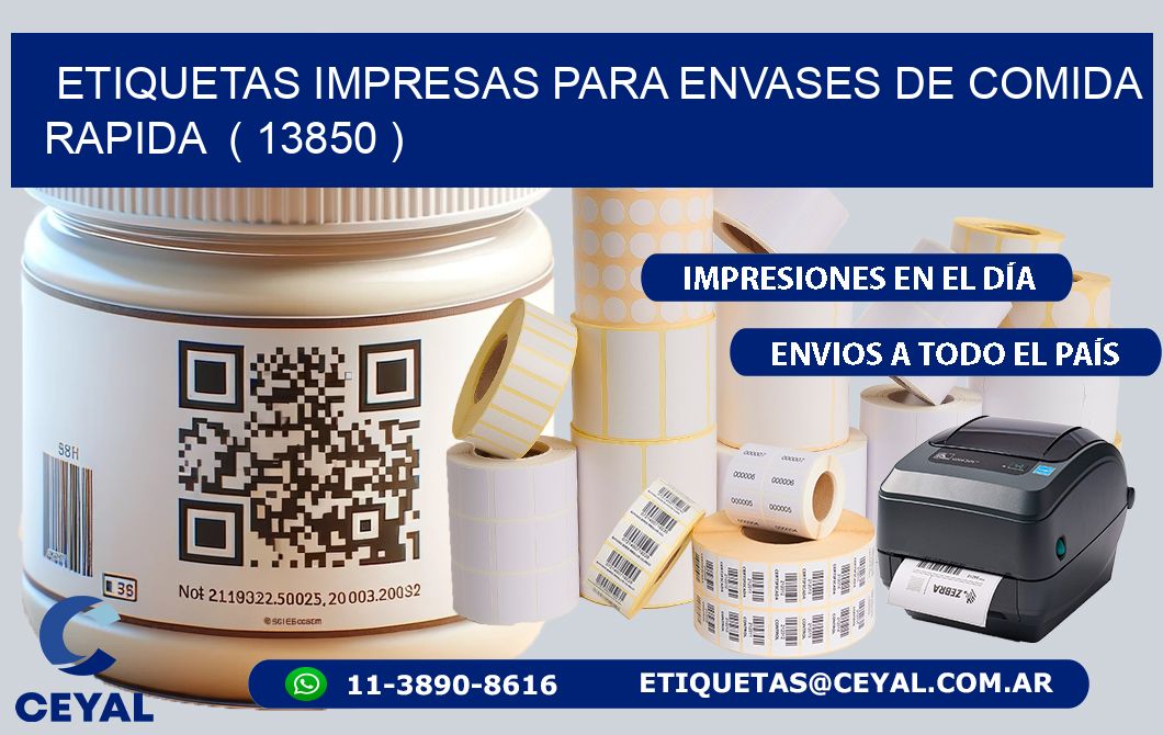 ETIQUETAS IMPRESAS PARA ENVASES DE COMIDA RAPIDA ( 13850 )