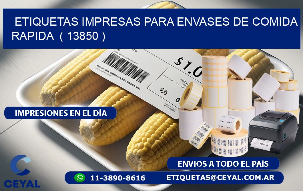 ETIQUETAS IMPRESAS PARA ENVASES DE COMIDA RAPIDA ( 13850 )