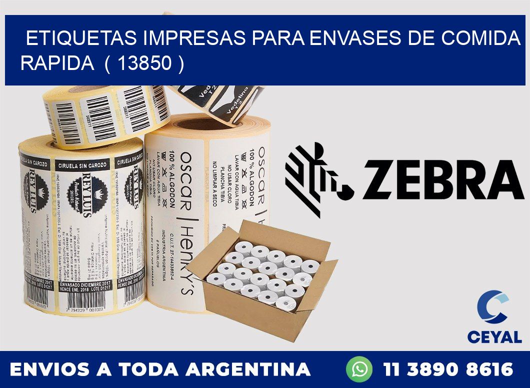 ETIQUETAS IMPRESAS PARA ENVASES DE COMIDA RAPIDA ( 13850 )
