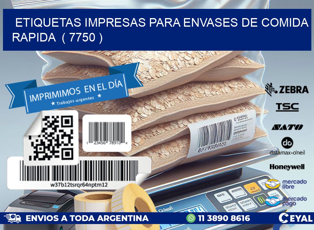 ETIQUETAS IMPRESAS PARA ENVASES DE COMIDA RAPIDA ( 7750 )