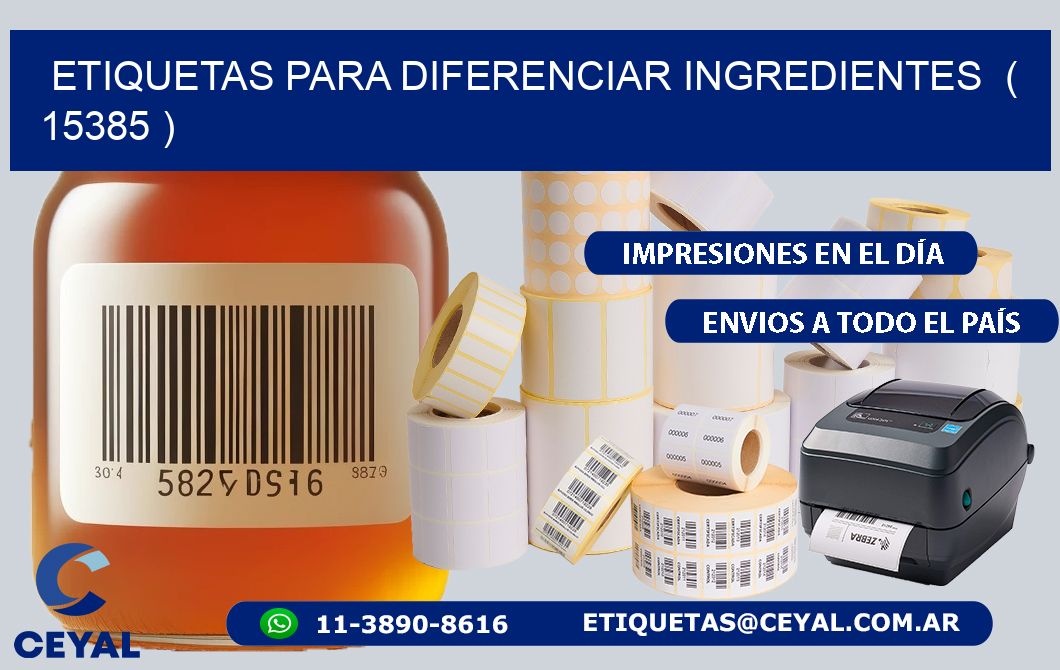 ETIQUETAS PARA DIFERENCIAR INGREDIENTES  ( 15385 )