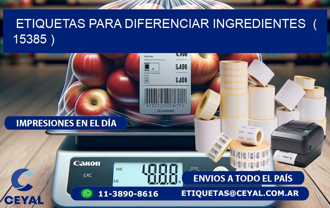 ETIQUETAS PARA DIFERENCIAR INGREDIENTES  ( 15385 )
