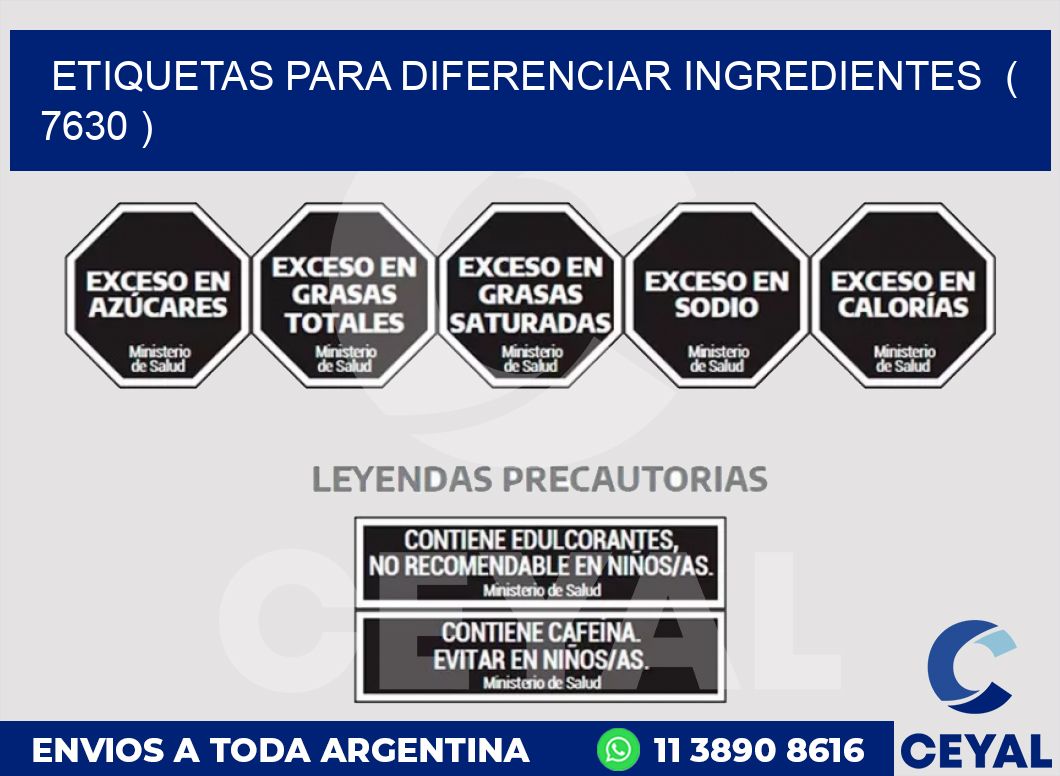 ETIQUETAS PARA DIFERENCIAR INGREDIENTES  ( 7630 )