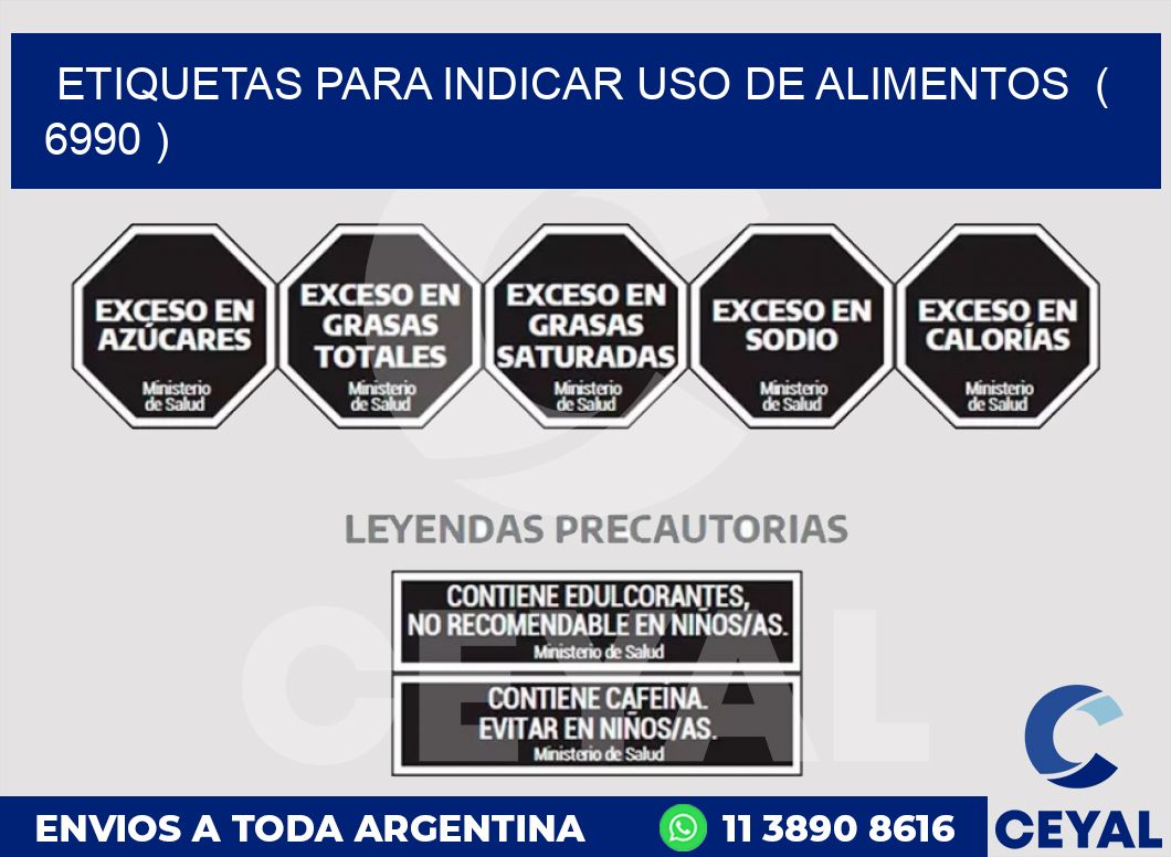 ETIQUETAS PARA INDICAR USO DE ALIMENTOS  ( 6990 )