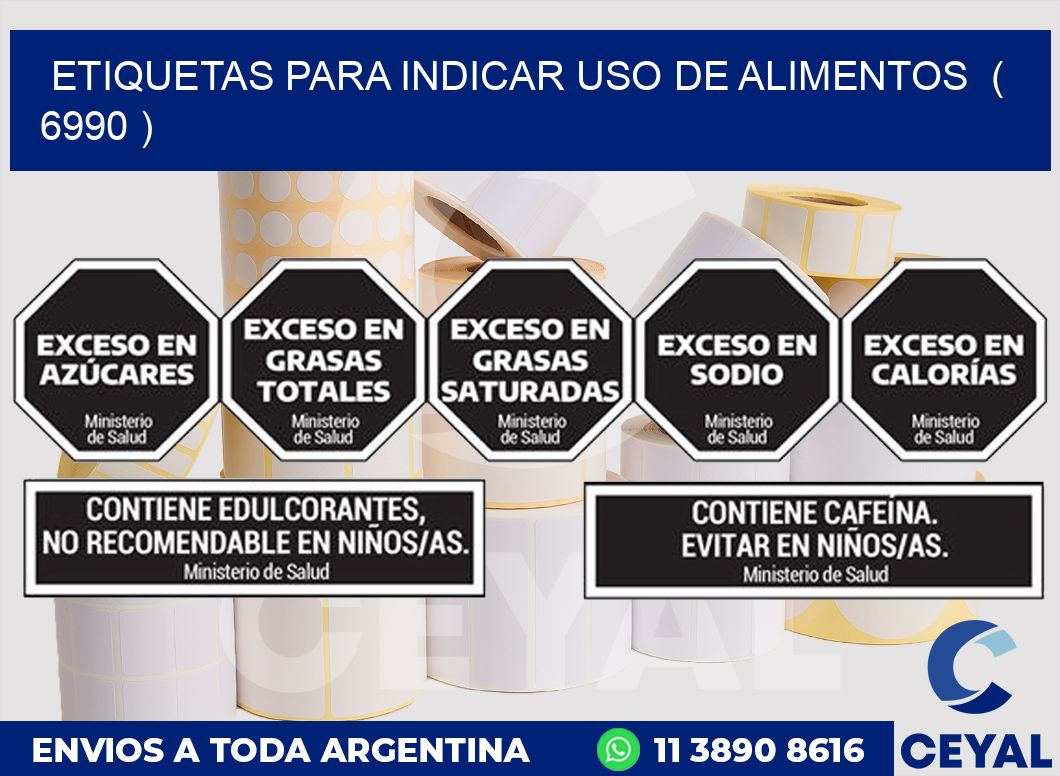 ETIQUETAS PARA INDICAR USO DE ALIMENTOS  ( 6990 )