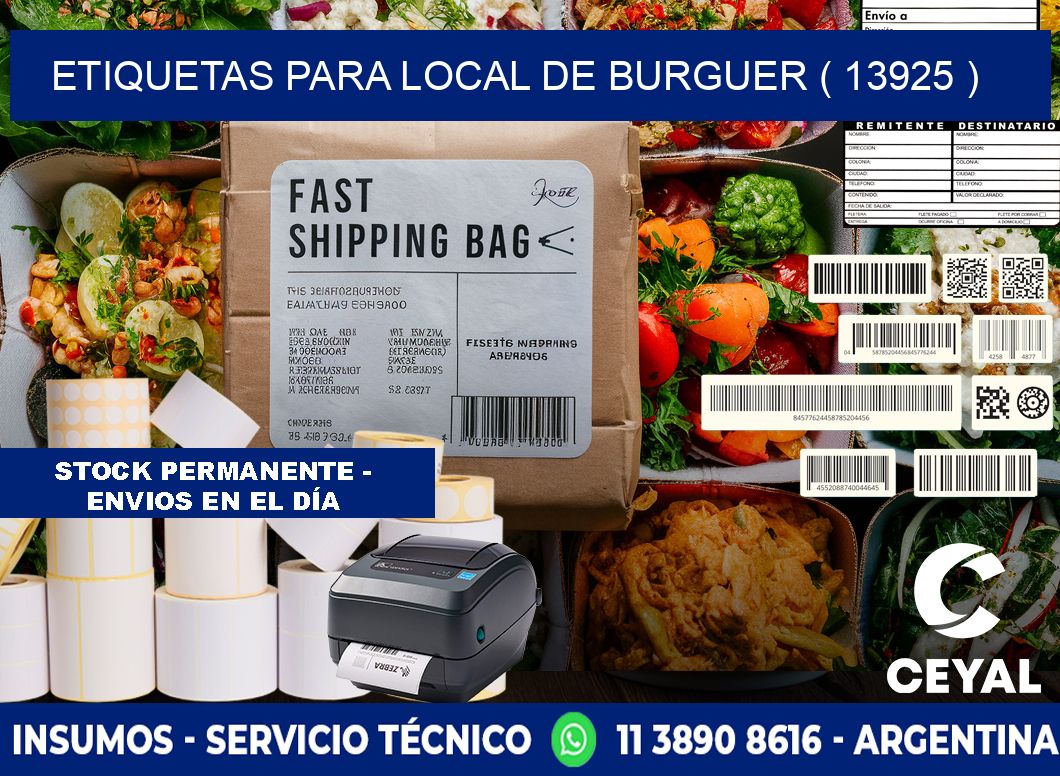 ETIQUETAS PARA LOCAL DE BURGUER ( 13925 )