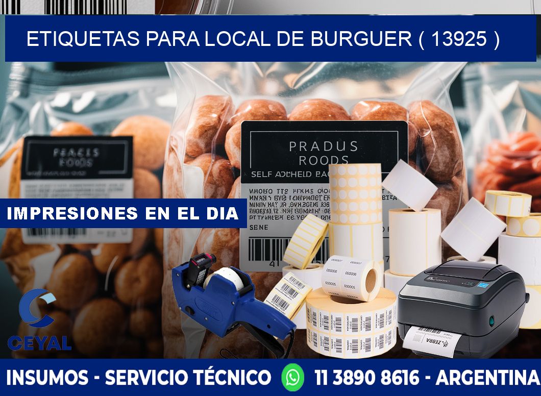 ETIQUETAS PARA LOCAL DE BURGUER ( 13925 )