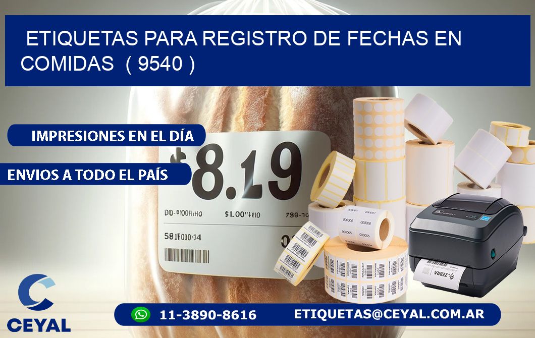 ETIQUETAS PARA REGISTRO DE FECHAS EN COMIDAS ( 9540 )