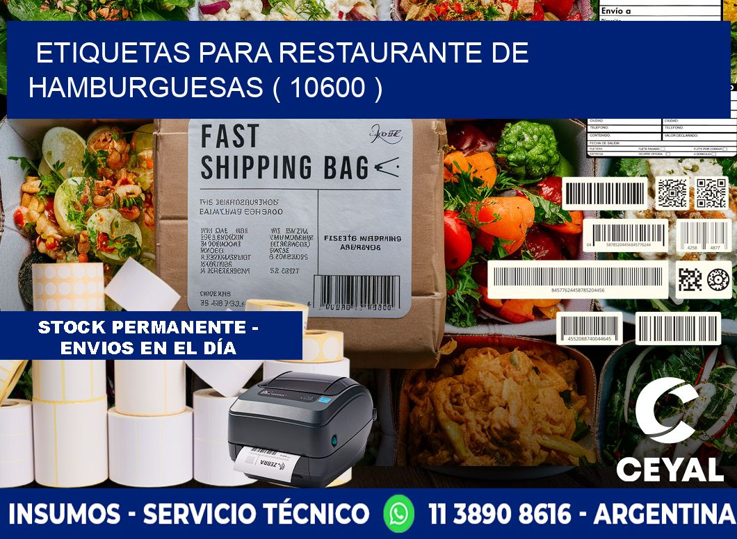 ETIQUETAS PARA RESTAURANTE DE HAMBURGUESAS ( 10600 )