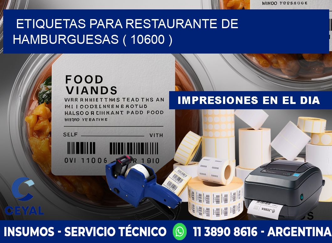 ETIQUETAS PARA RESTAURANTE DE HAMBURGUESAS ( 10600 )