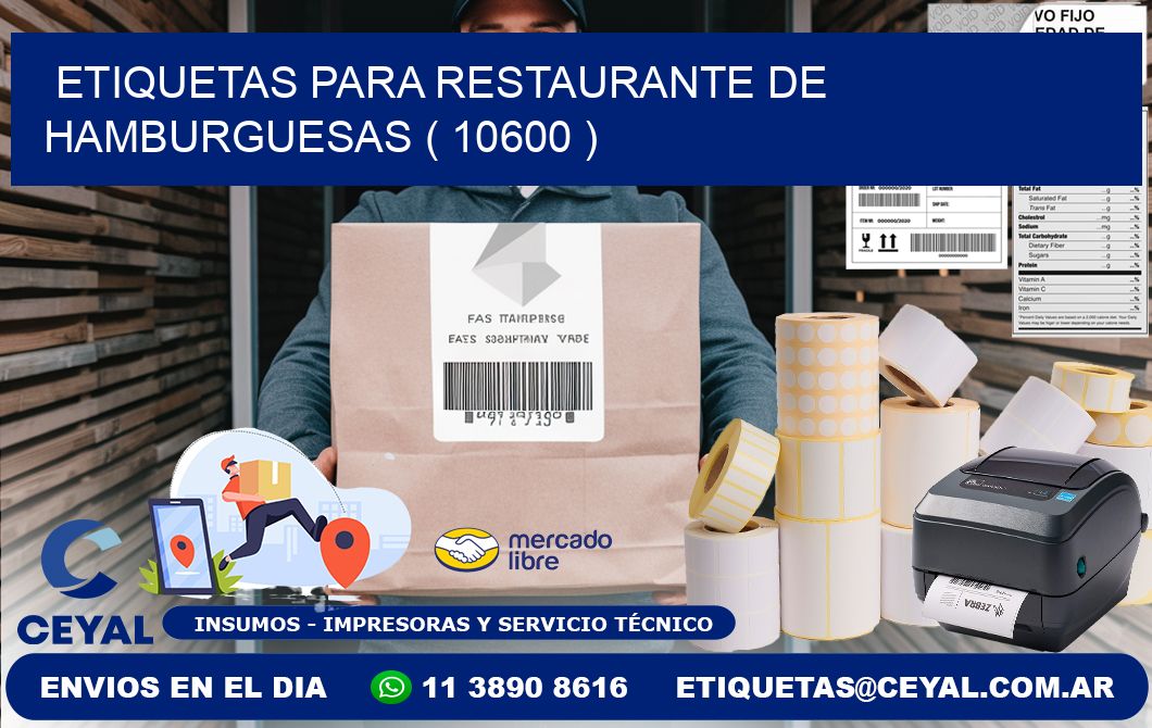 ETIQUETAS PARA RESTAURANTE DE HAMBURGUESAS ( 10600 )