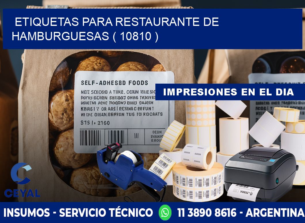 ETIQUETAS PARA RESTAURANTE DE HAMBURGUESAS ( 10810 )