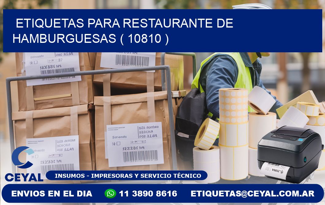 ETIQUETAS PARA RESTAURANTE DE HAMBURGUESAS ( 10810 )